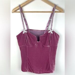 Reformation Desiree Velvet Rhinestone Top